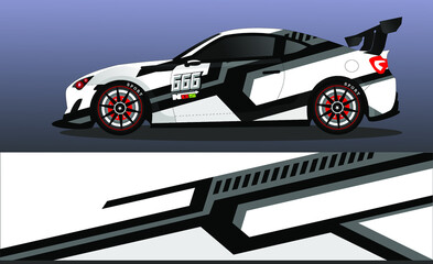 Racing car wrap design vector. Abstract graphic stripe racing background kit design for vehicle wrap, race car, rally, adventure and livery