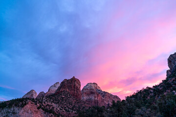 Colorfull Cloudscape Over the Zion Mountains During Sunrise