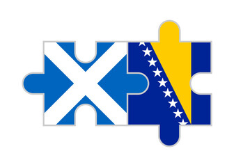 puzzle pieces of scotland and bosnia and herzegovina flags. vector illustration isolated on white background