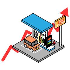 ガソリンスタンド　石油　高騰　原油価格高騰　アイソメ