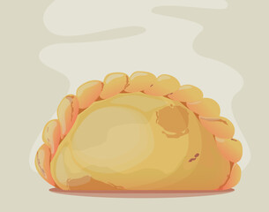delicious hot empanada on flat bacground vector illustration