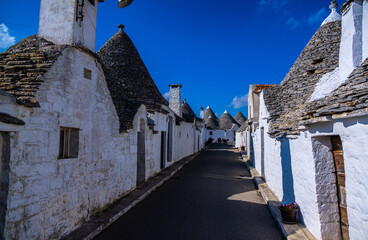 Famous landmark in Alberobello in Italy - the historic Trulli houses - travel photography