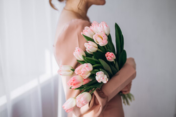 Obraz na płótnie Canvas tulips. Flowers for women's day. Pink