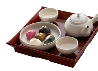 Tea time with cinnamon rice cake