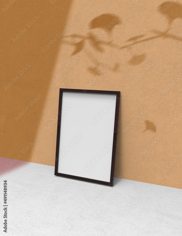 Poster frame background using 3d rendering and geometry. framed background mock-up for poster design or exh