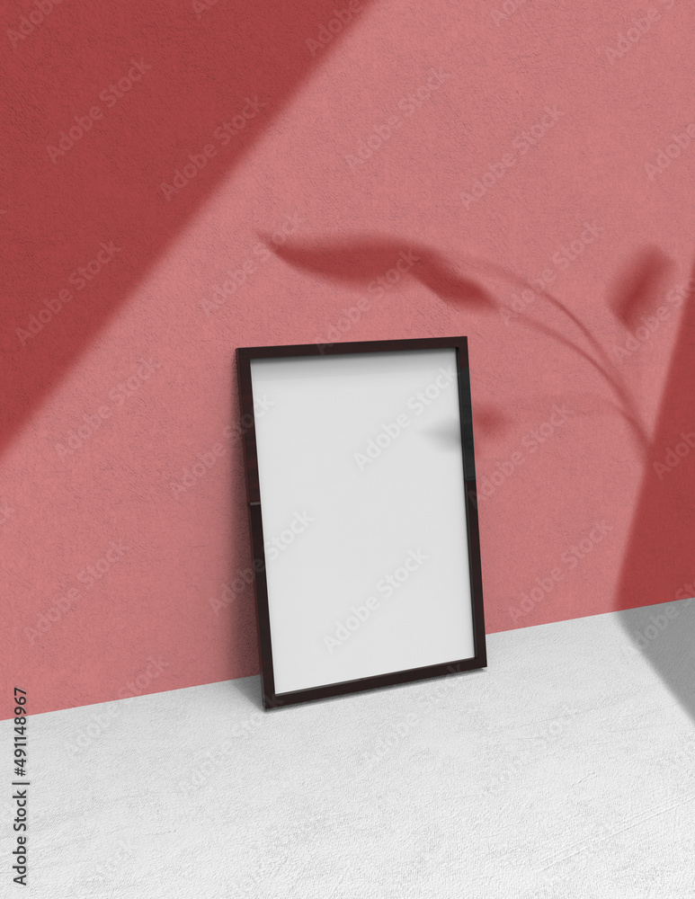 Poster frame background using 3d rendering and geometry. framed background mock-up for poster design or exh