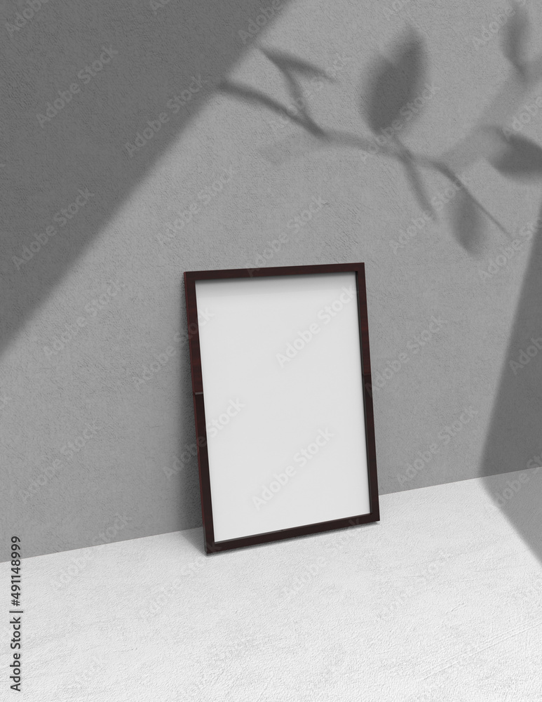 Poster frame background using 3d rendering and geometry. framed background mock-up for poster design or exh