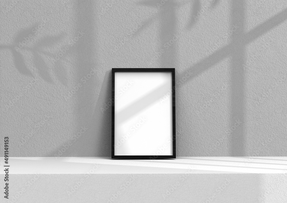 Poster frame background using 3d rendering and geometry. framed background mock-up for poster design or exh
