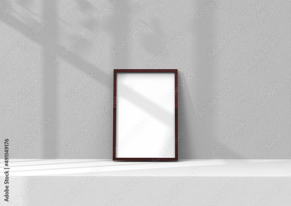Poster frame background using 3d rendering and geometry. framed background mock-up for poster design or exh