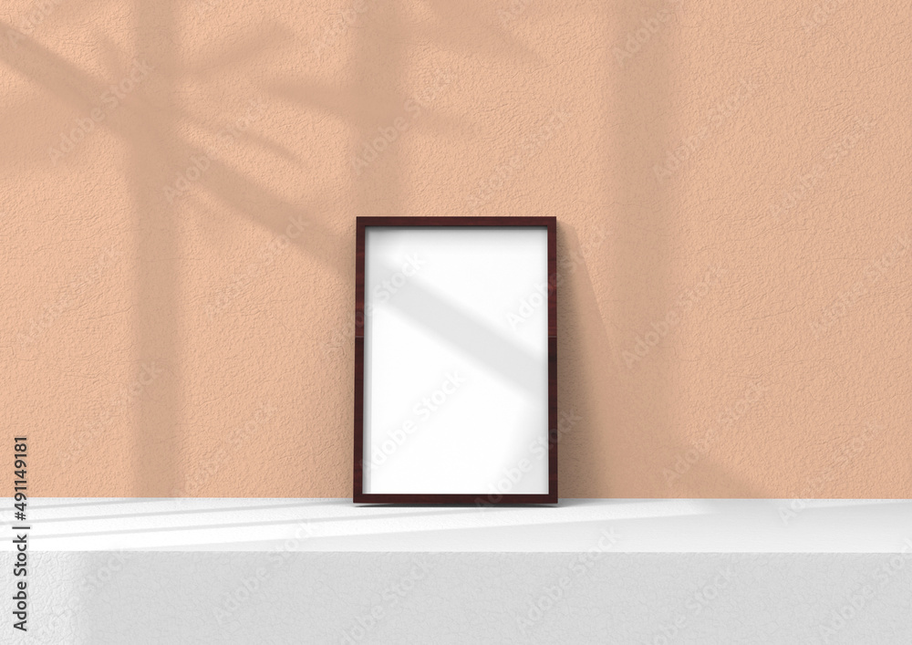 Poster frame background using 3d rendering and geometry. framed background mock-up for poster design or exh