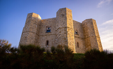 Fototapeta na wymiar Castel del Monte in Apulia Italy is a popular landmark and tourist attraction - travel photography