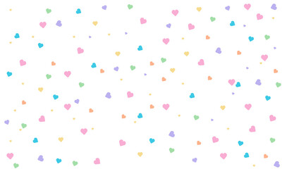 Hearts colorful pattern on Happy Valentine's day white background and texture. Vector illustration