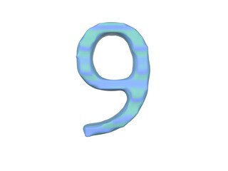 Wave Themed Font  Number 9