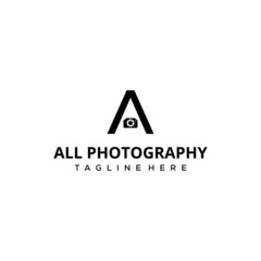 Creative modern camera photography with initial A sign logo icon vector template