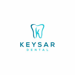 Creative illustration modern dental Health Logo with initial K sign design vector 