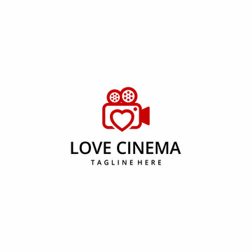 Creative modern love camera film photography logo icon vector template