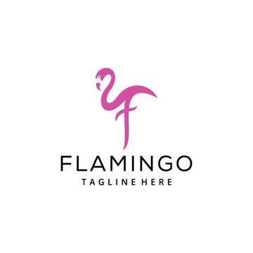 Creative illustration luxury Minimalist flamingo bird logo template