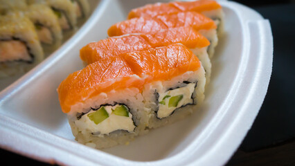 Assorted rolls close-up on a white background 