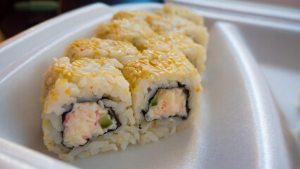 Assorted rolls close-up on a white background 