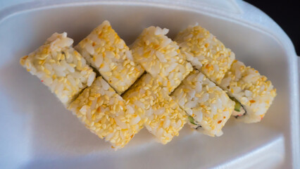 Assorted rolls close-up on a white background 