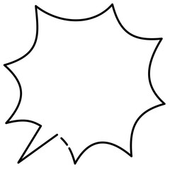 線画　手書きタッチの漫画、コミックの吹き出し　コメントバルーンのイラスト、アイコン　星型フレーム