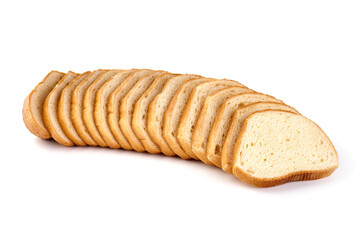 Whole grain bread slices isolated on white background.