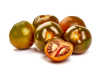 Fresh ripe kumatoes, isolated on white background.