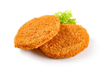 Breaded Chicken Cordon Bleu, isolated on white background.