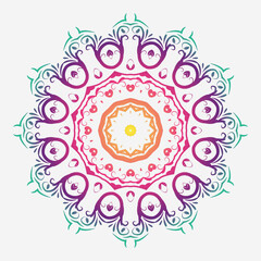 Colorful ornamental mandala design with floral shapes