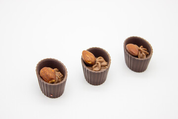 Few chocolates candy with filling