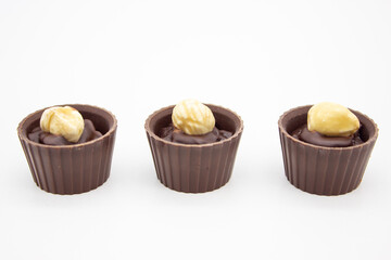 Few chocolates candy with filling