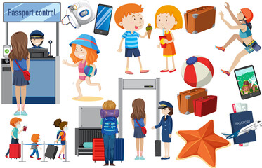 Set of people in different actions