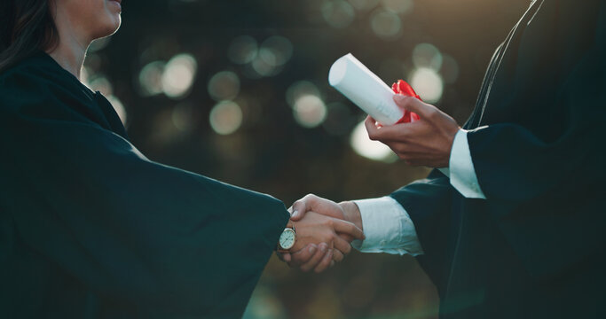 It Took A Lot Of Work And Struggles To Earn This Diploma. Shot Of A Student Receiving Her Diploma On Graduation Day.