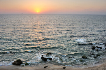 Naklejka premium Mediterranean coast in southern Israel near the city of Ashkelon