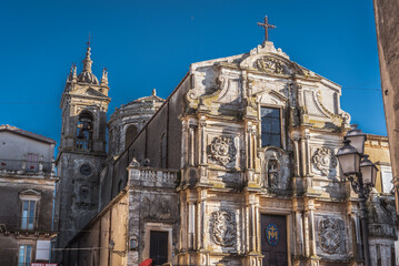 Facade of San Francesco D'Assisi Church in Caltagirone, Catania, Sicily, Italy, Europe, World Heritage Site