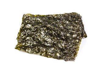 Dry japanese seaweed isolated on white background.