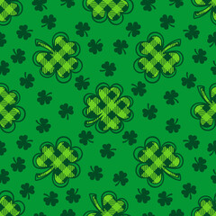 Shamrock seamless pattern, St. Patrick's Day background, Shamrock and lucky clover pattern, Vector illustration