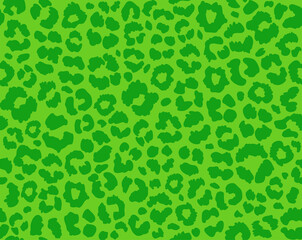 Green leopard seamless pattern, St. Patrick's Day background, Green cheetah repeating pattern, Vector illustration © Decobrush