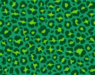 Saint Patrick's Day leopard pattern, Green leopard print seamless pattern, Cheetah repeating pattern, Vector illustration