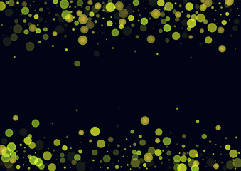Gold green glitter on a black background. Explosion of confetti. Vector festive background.