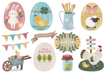 Happy Easter sticker set , ハッピーイースターステッカーセット,SVG