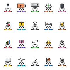 Filled outline icons for thinking mind.