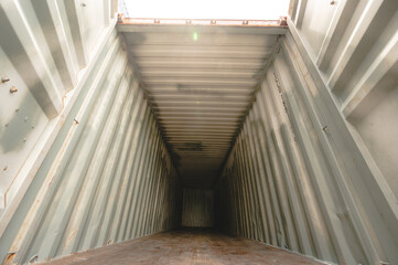 Fototapeta premium texture background of steel container wall, old container retro pattern wall using in shipping cargo storage industry