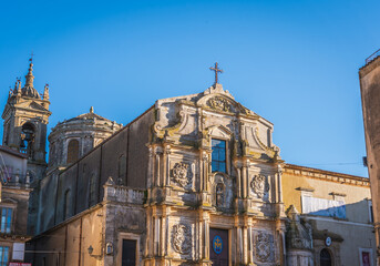 Fototapeta na wymiar Facade of San Francesco D'Assisi Church in Caltagirone, Catania, Sicily, Italy, Europe, World Heritage Site
