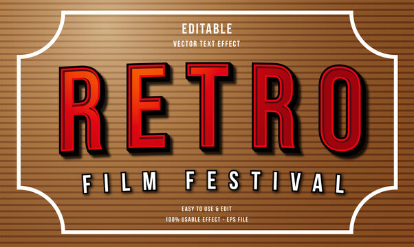 Retro Film Festival Editable Text Effect With Modern And Simple Style, Usable For Logo Or Campaign Title