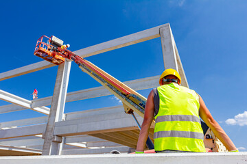 Boss oversees, control managing concrete joist for assembly huge concrete construction