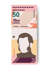 Bolivar Soberano Vector Illustration. Venezuela money set bundle banknotes. Paper money 50 VES. Isolated on white background. - obrazy, fototapety, plakaty