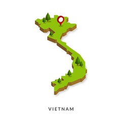 Isometric Map of Vietnam. Simple 3D Map. Vector Illustration - EPS 10 Vector