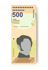 Bolivar Soberano Vector Illustration. Venezuela money set bundle banknotes. Paper money 500 VES. Isolated on white background.