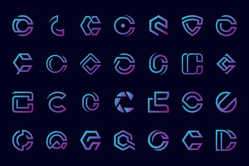  set of letter C logo design vector collection